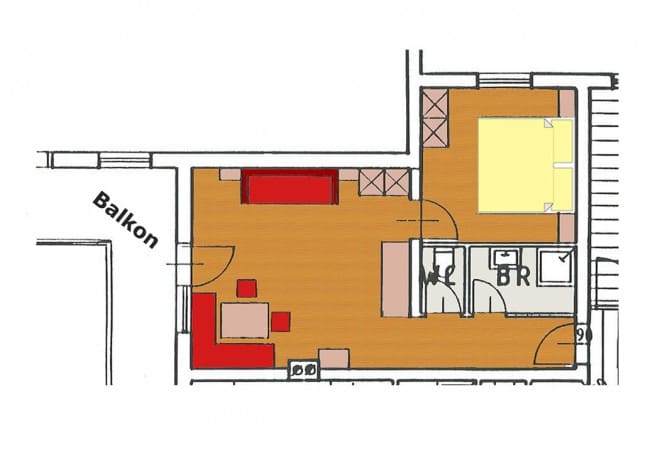 Grundriss Appartement Typ 2 - Wohnbeispiel