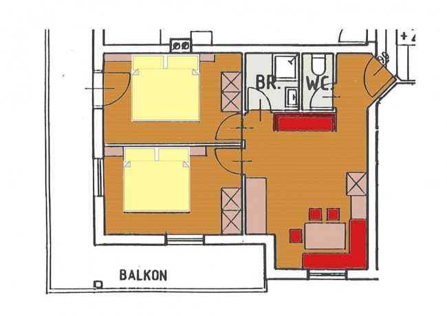 Grundriss Appartement Typ 4 - Wohnbeispiel